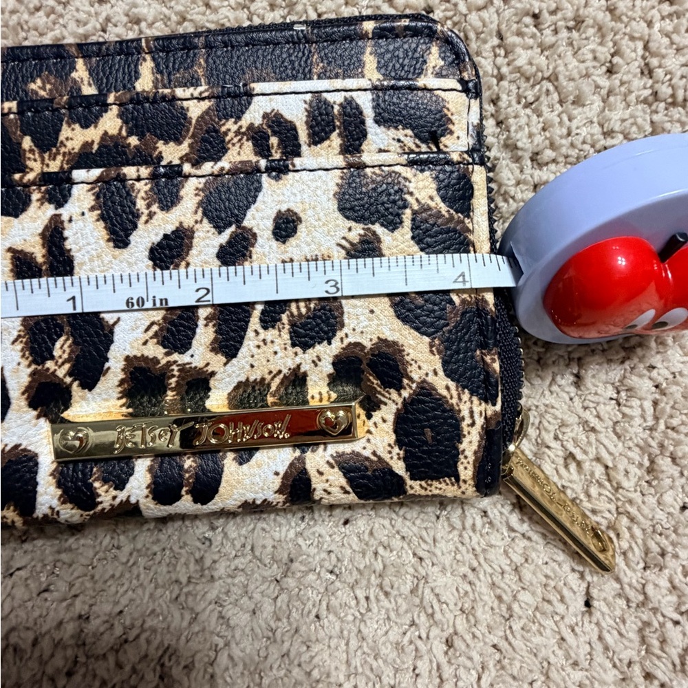 Betsey Johnson Leopard Print Zip Card Wallet with Gold Accents - Picture 6 of 7